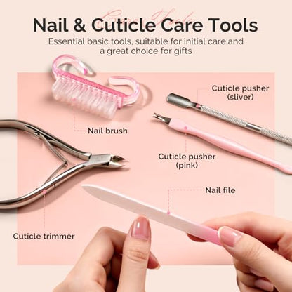 MelodySusie Cuticle Remover Kit 25ML Cuticle Remover Cream and Oil | Cuticle Nipper,Trimmer Pusher,Nail File and Brush for Cuticle Softener & Moisturize Manicure Kit for Nail Care - size: 7Pcs Milk & Honey