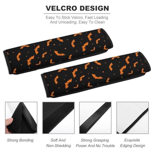 2 Pack Halloween Bat Goth Seat Belt Cover Universal Fit Shoulder Protector for Adults and Children, Most Cars, Comfortable Driving - color: Pattern 1230