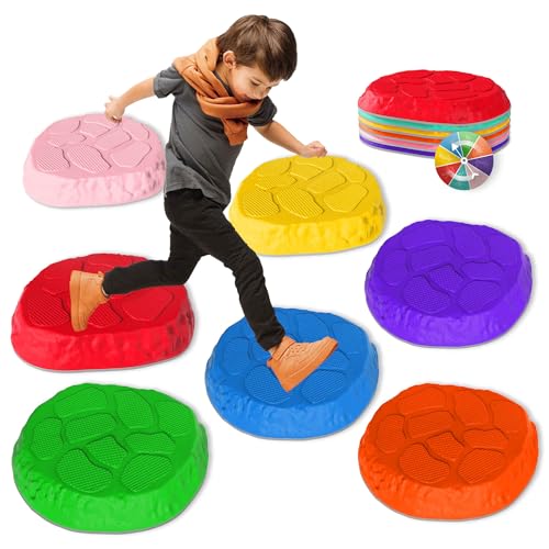 Stepping Stones for kids,8/12 PCS Durable Non-Slip Balance Stones Indoor Outdoor toys for toddlers develope Kids Balance and Coordination Skills - size: 8-Pack