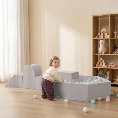Zedachica 8-Piece Soft Foam Climbing Blocks for Crawling Climbing and Sliding,Toddler Climbing Toys Indoor,Foam Play Gym,Modular Play Set for 2+ Years,Grey - color: Grey