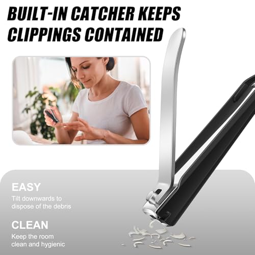 Nail Clippers for Men Women with Catcher, 2-Pack Large & Small Nail Cutter for Fingernails & Toenails, Sharp Stainless Steel Heavy Duty Fingernail Clipper Gifts for Adults