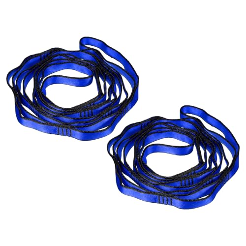 PATIKIL 22KN Adjustable Daisy Chain Yoga Extend Belt, 2 Pcs Nylon Climbing Sling Straps for Home Workout Exercise Pilates Gymnastics - color: Blue, size: 1.8M