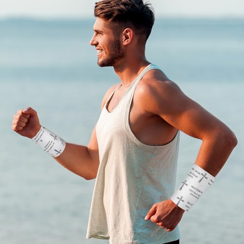 MiniInflat 2 Pcs Christian Cross Athletic Tape Sports Tape 2in x 23ft Religion Jesus Wrist Wrap for Soccer Football Baseball, Gift for Graduation Teacher Nurses Week Pentecost(White,Matthew 19:26) - color: White, style: Matthew 19:26