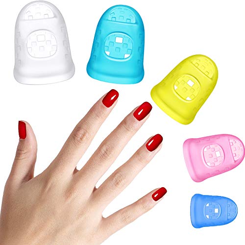 40 Pieces Guitar Fingertip Protectors Silicone Finger Guards Anti-slip Finger Protection Covers Caps for Stringed Instruments Guitar Mandolin Bass Counting Sewing, 5 Sizes (Mixed Colors) - color: Multicolor
