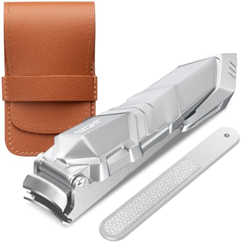 Nail Clippers,Precise and Durable Toe Nail Clippers with Catcher and Nail File,Fingernail Clippers forThick Nails,Nail Cutter Without Mess for Men and Women(Gray)