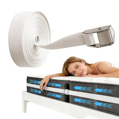 Locking Mattress Straps: Hold Mattress Together, Fits Twin XL to King | Locking Buckle, Durable Webbing, Non-Slip Texture, 10-Second Setup, Fits Twin to King Mattress, Use for Home Rental Dorm