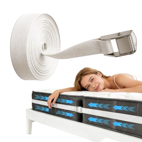 Locking Mattress Straps: Hold Mattress Together, Fits Twin XL to King | Locking Buckle, Durable Webbing, Non-Slip Texture, 10-Second Setup, Fits Twin to King Mattress, Use for Home Rental Dorm