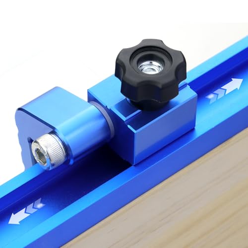 T-Track Flip Stop for 3-Inch Woodworking Fence, Precision Blue Aluminum Miter Saw Stop Block for Universal & Double-Cut T-Tracks (23/64"), Adjustable Arm for Precise Repeatable Cutting - style: 1 Pack