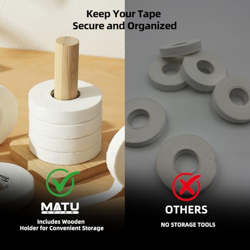 Jiu Jitsu Tape - Strong Athletic Finger Tape, 1/2" x 32.8' - Protect Fingers and Toes in MMA, Judo, Wrestling, Martial Arts, Rock Climbing with Wooden Holder | 8 Rolls - color: A: White