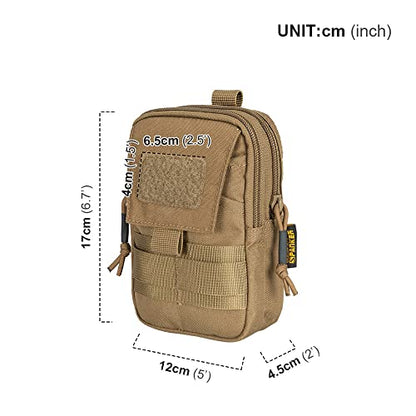 EXCELLENT ELITE SPANKER Tactical Molle EDC Pouch with Cellphone Pouch | Molle admin pouch,molle utility pouch,tool pouch,Organizer Nylon Belt Waist Bag - color: Coyote Brown