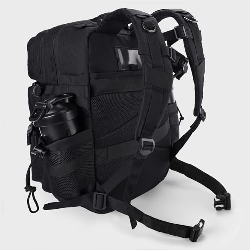 LHI Military Tactical Backpack for Men and Women 45L Army 3 Days Assault Pack Bag Large Rucksack with Shoe Compartment - color: 1.0 Black