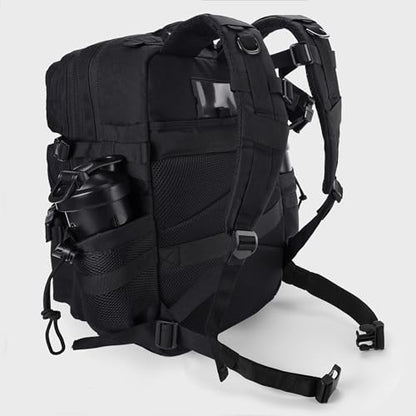 LHI Military Tactical Backpack for Men and Women 45L Army 3 Days Assault Pack Bag Large Rucksack with Shoe Compartment - color: 1.0 Black