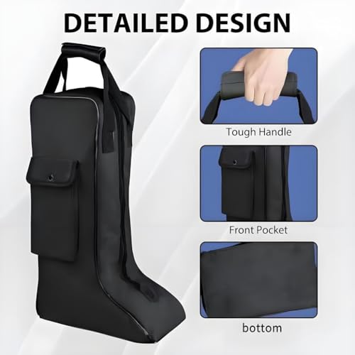 Tall Boot Bag 22x8.3x13 inch, Tear Resistant Carry Bag with Top Handle, Equestrian Equipment Organizer for Travel, Skiing, Rock Climbing, Camping