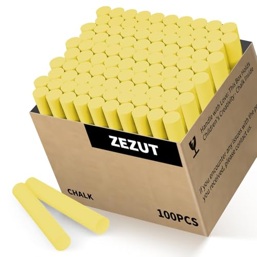Yellow Chalk 100PCS, Low Dust Chalks Stick Bulk for Chalkboard Blackboard Non-Toxic - color: Yellow - 100PCS