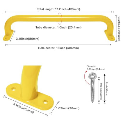 17'' Yellow Playground Handles Indoor Kids Monkey Bar Ladders 6 Pack | Heavy Duty Solid Steel, Bright Color Smooth Glossy Powder Coated, Comfy Secure Handle Bar for Playset SwingSet Climbing Frame - color: Yellow