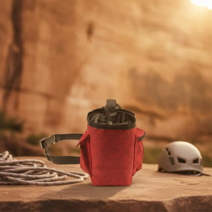 harayaa Climbing Chalk Pouch Featuring Adjustable Waist Belt Drawstring Pocket Brush Holder Secure Carry Suitable for Outdoor Training Gym Strength Sports - color: Wine