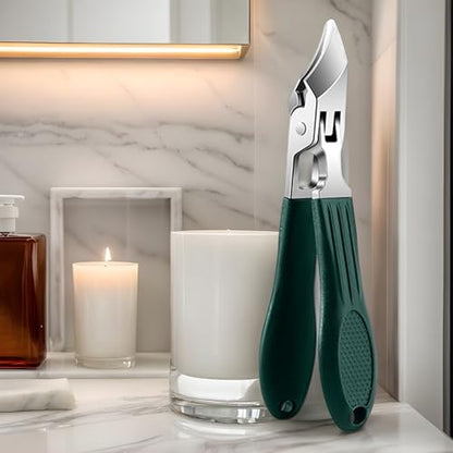 Angled Nail Clippers Heavy Duty Portable Nail Trimmer | Stainless Steel Toenail Trimmer for Kids Adults Seniors Men Women Home Office School Travel Fingernails - color: Green