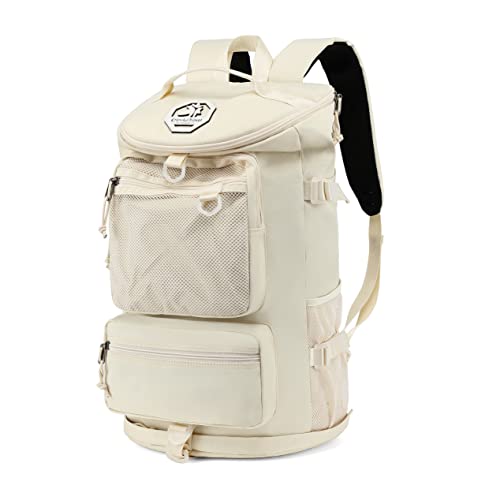 Kalesi Gym Duffle Bag Backpack 4-Way Waterproof with Shoes Compartment for travel Sport Hiking laptop (Sea salt white) - color: Sea Salt White