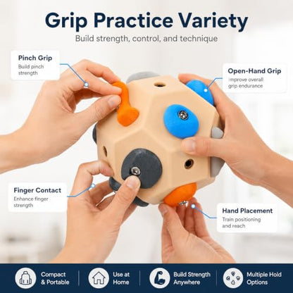 Rock Climbing Grip Training Ball, Multi Hold Practice Tool | Multi-hold climbing grip trainer for finger strength, hand control, bouldering practice and indoor training setups - color: 2-PC
