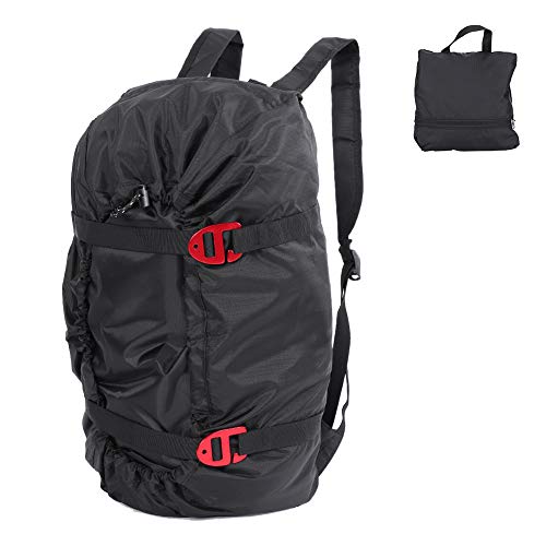 Tiiyee Rock Climbing Rope Bag, Arbor Rope Storage Bag Foldable Backpack with Large Rope Tarp Adjustable Shoulder Straps Waterproof Oxford Large Capacity Ultralight Outdoor Hike Gear Equipment(black) | Large Capacity Rope Storage Bag with Foldable Tarp Des