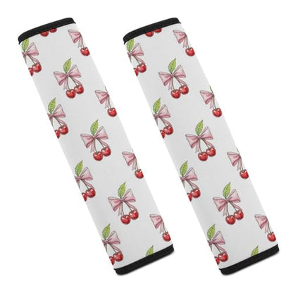 1 Pair Universal Soft and Comfortable Car Seat Belt Pad for Girls and Boys, Most Cars, Cute Cherry Pink Bow Harness Pads Strap, Neck and Shoulder Support - color: Pattern 305