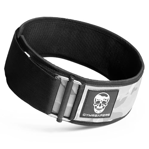 Gymreapers Quick Locking Weight Lifting Belt for Men Gym Belt for Powerlifting Deadlift Belt with 4 Inch Neoprene Metal Buckle Back Support Weightlifting Belt Women - color: White Camo, size: X-Small