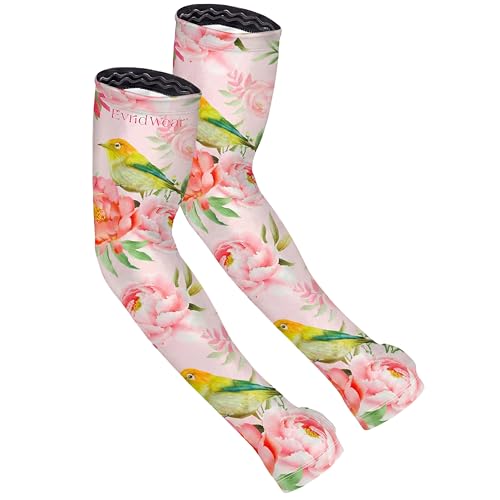 Evridwear Gardening Sleeves,UV Protection Cooling Arm Sleeve Women Men | UPF 50+ UV Sun Protection,Scratch Resistant Cover,for Farming,Driving,Outdoor - color: Pink Floral Garden, size: X-Small