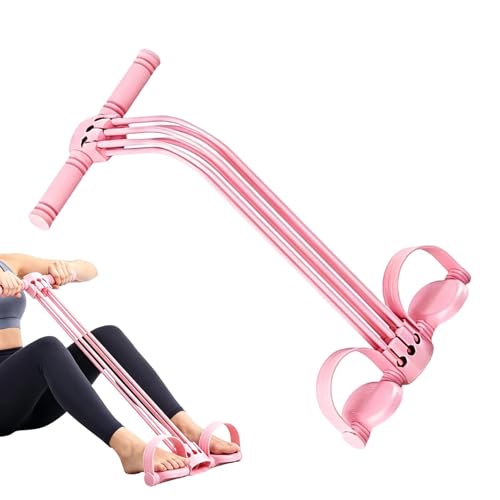 Multifunction Tension Rope Six-Tube Elastic Tension Rope with Handles | Yoga Pedal Puller Stretch Band for Home Gym Yoga Workout Exercise Indoor Outdoor Strength Training Stretching Leg Arm Body A - color: Pink