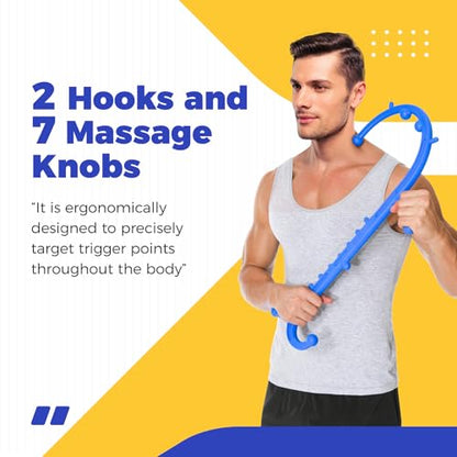 Deep Tissue Back & Neck Massager - Back Massager Stick for Pain Relief, Muscle Knot Remover, Trigger Point Massage Tool for Full Body, Shoulders, Legs - Pressure Point Massage Tool (Blue) - color: Sky Blue