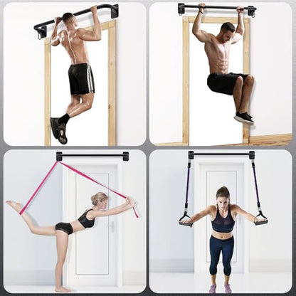 SELEWARE Heavy Duty Welded Pull Up Bar Wall/Joist/Ceiling Mount Chin Up Bar | Multifunctional Pull-up Bars w/Resistance Band Hooks for Home Gym Strength Training, Sturdy Steel Construction Support 500 lb - color: A2: Black 36" Wall Mount Pull Up Bar+Yello