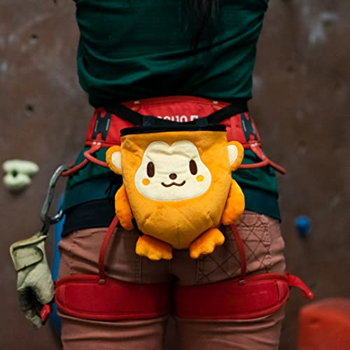 Chalk Bag for Rock Climbing - Bouldering Chalk Bucket with Quick-Clip Belt, Zipper Pocket and Brush Holder - style: Monkey