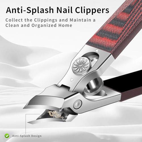 Slant Head Stainless Steel Nail Clipper for Ingrown Nail Care with G10 Handle, Edgy Toenail Clipper for Podiatrist and Elder Users, Angled Nail Trimmer with Safe Lock(Straight Red B) - color: Straight Red B