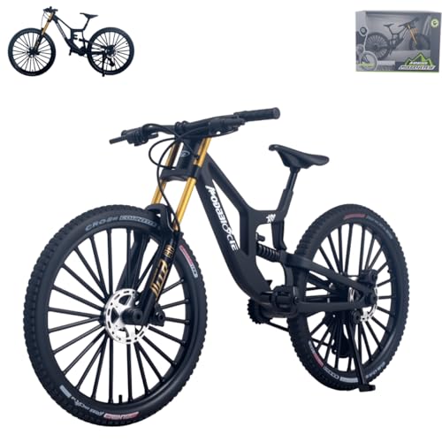 1:8 Scale Mountain Bike Toy DS Die-Cast Mini Finger Bicycle Model Desktop Decoration Scale Men Toy DH Alloy Bike Action Figurine Toy for Cake Topper Crafts (Black) - color: Black