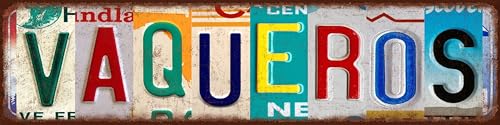 Vaqueros Vintage Metal Sign 16x4 Inch - Rustic Wall Decor For Home Bar Garage Indoor Outdoor - color: Metal Sign16, size: 16x4 Inch
