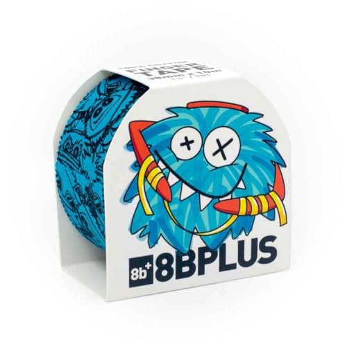 8BPLUS Finger Tape for Climbing & Sports | Printed Athletic Finger Tape for Rock Climbing, Bouldering & BJJ | Tear-by-Hand Cotton Sports Tape 1.5in x 33ft (Blue with Print) - color: Blue with print