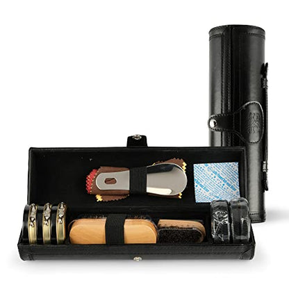 Stone and Clark Leather Shoe Shine Kit - 13 PCS Shoe Polish Kit for Complete Leather Boot Care, Compact & Travel Friendly - style: Classic Black Kit