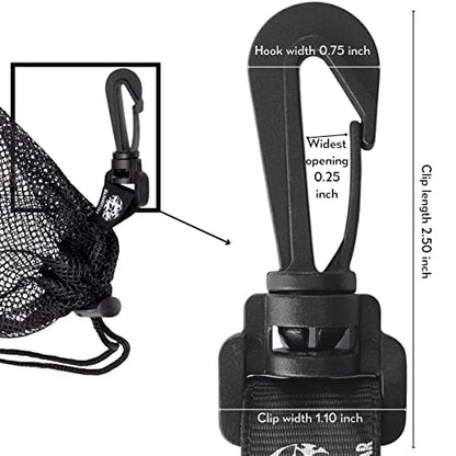 PALTERWEAR Small Mesh Drawstring Bag With Clip and Toggle Closure (Set of 4, Black, 6 x 8 inch) for Watersports, Outdoor, Gym - size: 6 x 8 inch