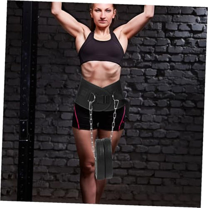 LIOOBO Weighted Fitness Dipping Belt with Detachable Thickened Chain for Weightlifting and Pull-ups Contoured Waist Support Training Equipment for Strength and Muscle Building