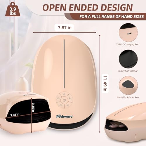 Hand Massager with Heat and Compression | 3 Levels Therapy Hand Massage with Kneading Rollers | Rechargeable Finger Massager for Arthritis and Pain Relief | Best Gift for Women, Men | Pink
