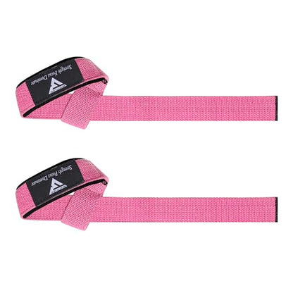 Weight Lifting Straps,Powerlifting Deadlifting, Anti Slip 60CM Hand Bar Grip, 5MM Neoprene Wrist Support, Heavy Duty Weightlifting Bodybuilding Workout - color: Pink