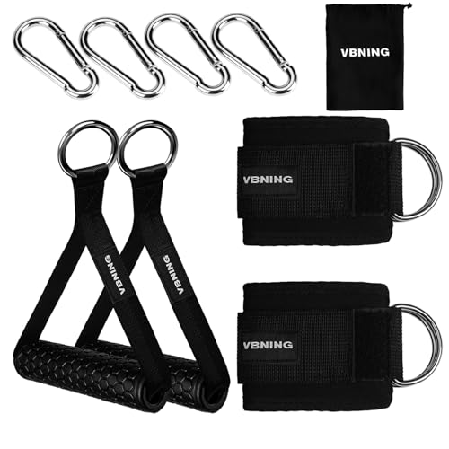 Ankle Straps for Cable Machines and Exercise Handles — Replacement Fitness Equipment for Strength Trainer. Gym Attachments for Leg Extensions, Heavy Duty Working Out Handles Accessories. - color: Black