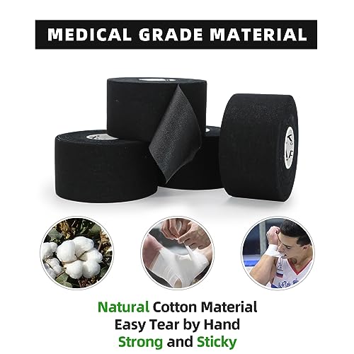 OK TAPE 4 Rolls White Athletic Tape and 4 Rolls Black Pre Wrap Tape
