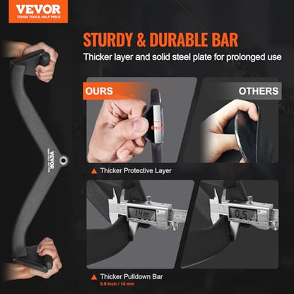 VEVOR LAT Pulldown Attachments, Cable Machine Rowing T-bar V-bar Tricep Pull Down Bar, Back Strength Training Rubber Coated Handle Grip, Bicep Curl Tricep LAT Pulldown Bar for Home Gym Fitness - size: 24x5.5x6.7"
