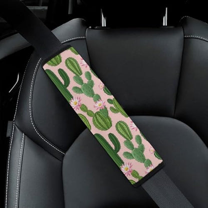 2 Pack Breathable Car Seat Straps Shoulder Pads for Elderly Support, All Vehicles, Pink Flowers Cactus Seat Belt Cushion, Neck and Shoulder Support - color: Pattern 300