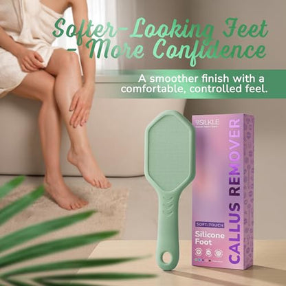 SILKLE Nano Glass Foot File - Foot Callus Remover for Feet & Foot Scrubber | Silicone Grip for Non-Slip Control - Foot Scrubber for Dead Skin, Heel Scraper for Cracked Heels & Foot Exfoliator - Green - style: Green