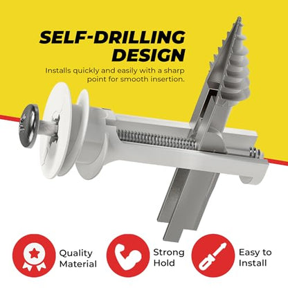 Heavy Duty Drywall Anchors and Screws Kit Including Toggle Anchors & Screws Durable Zinc Plastic Self Drilling Drywall Anchors for Hanging Pictures & More - style: 10 Pack