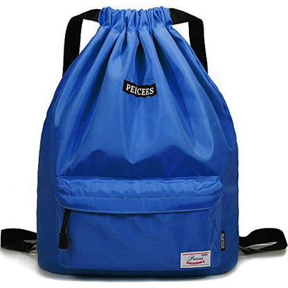 Peicees Waterproof Drawstring Sport Bag Lightweight Sackpack Backpack for Men and Women | Waterproof - color: A_sky Blue