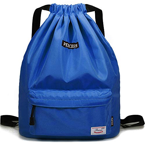 Peicees Waterproof Drawstring Sport Bag Lightweight Sackpack Backpack for Men and Women | Waterproof - color: A_sky Blue