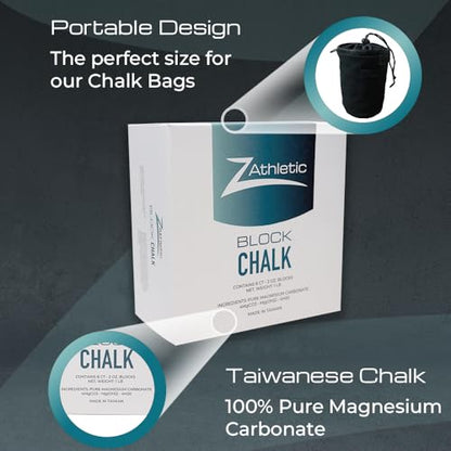 Z Athletic Block Chalk for Gymnastics, Weightlifting, Rock Climbing, Crossfit (Multiple Sizes Available) - style: 2oz Block (8 Pack - 1lb Total)
