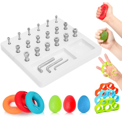DICYWUDI Wooden Pegboard for Finger Dexterity, Finger Strength Trainer for Hand Grip Strengthener Targeted Strength, Relief & Recovery– for Men, Women, and Seniors - color: 10pcs White sets